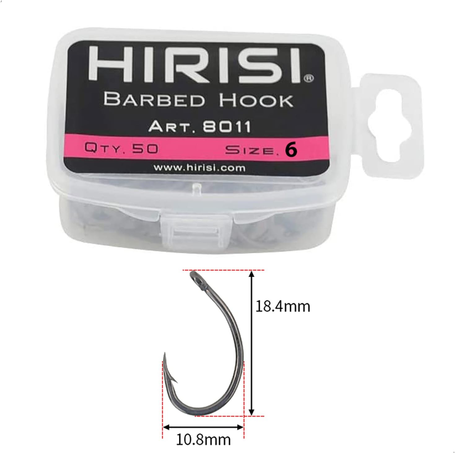 Lot de 50 hameçons taille 6 Barbed Hook